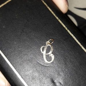 10 K Gold C Pendent with Diamond Stud